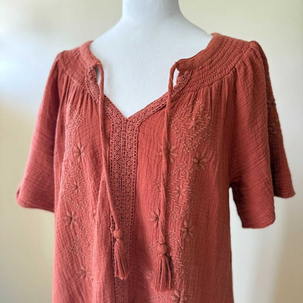 Lucky Brand Dress Womens Medium Cowgirl Core Western Floral Embroidered - Picture 3 of 7